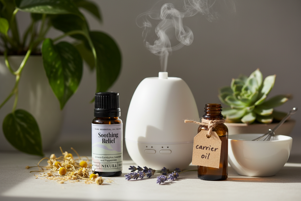 Soothing Relief essential oil blend lifestyle scene