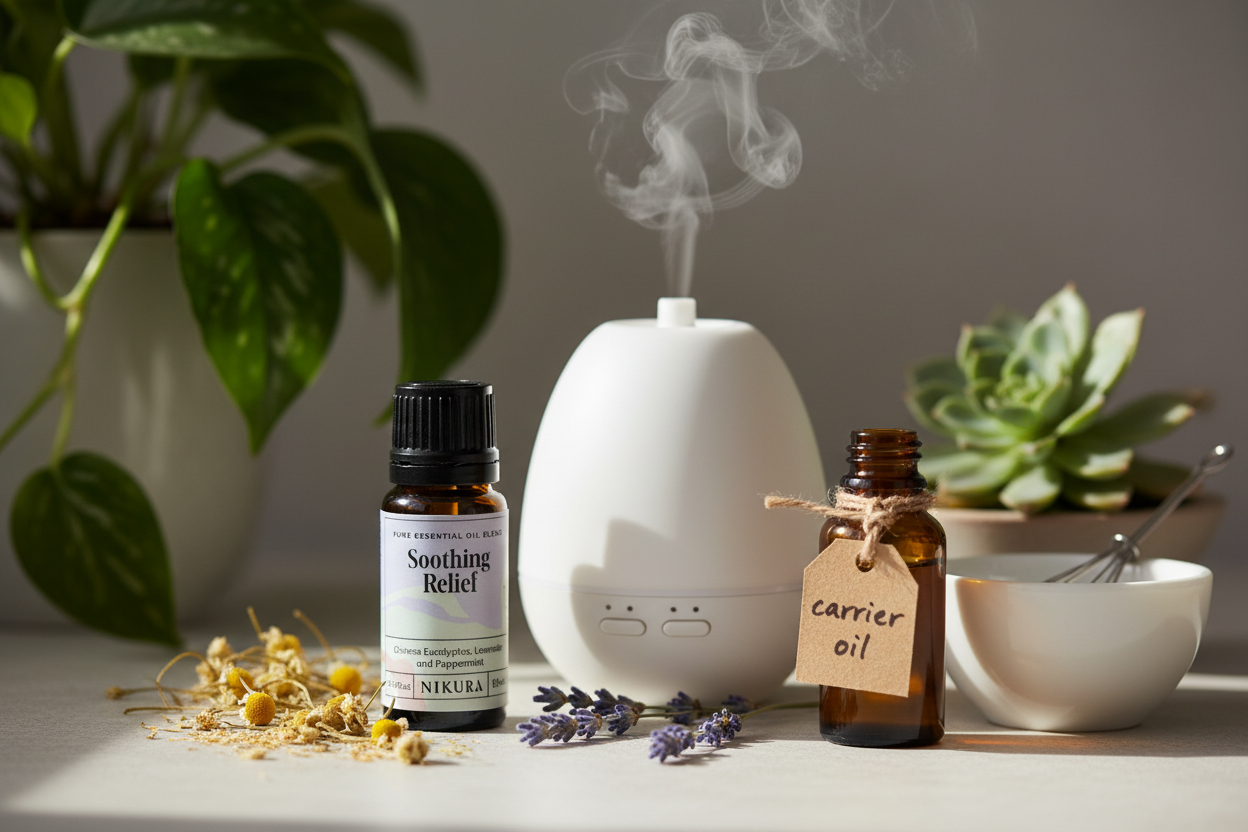 Soothing Relief essential oil blend lifestyle scene