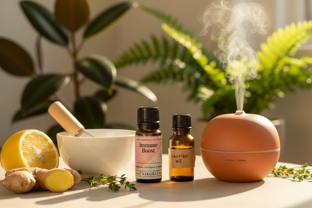 Immune Boost essential oil blend lifestyle scene