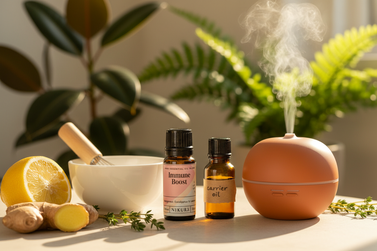 Immune Boost essential oil blend lifestyle scene