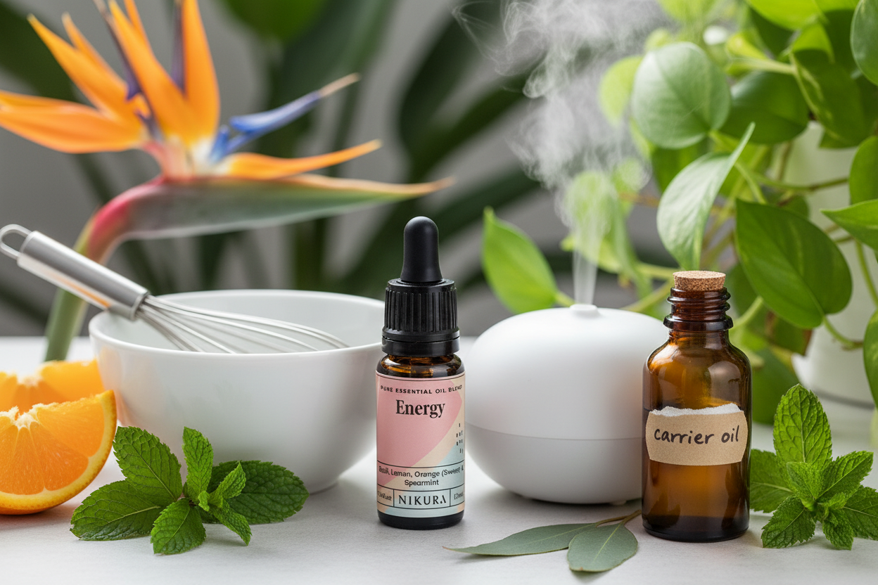 Energy essential oil blend lifestyle scene